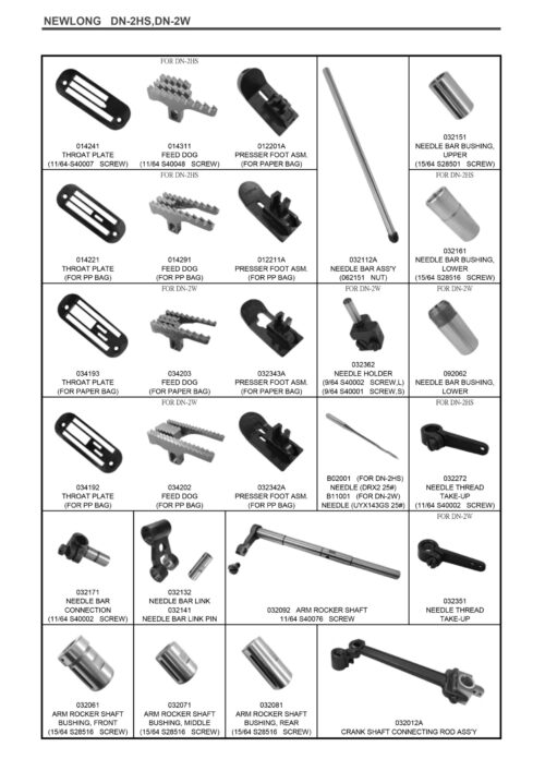 Piese de schimb pentru mașină de cusut saci NEWLONG DN-2HS